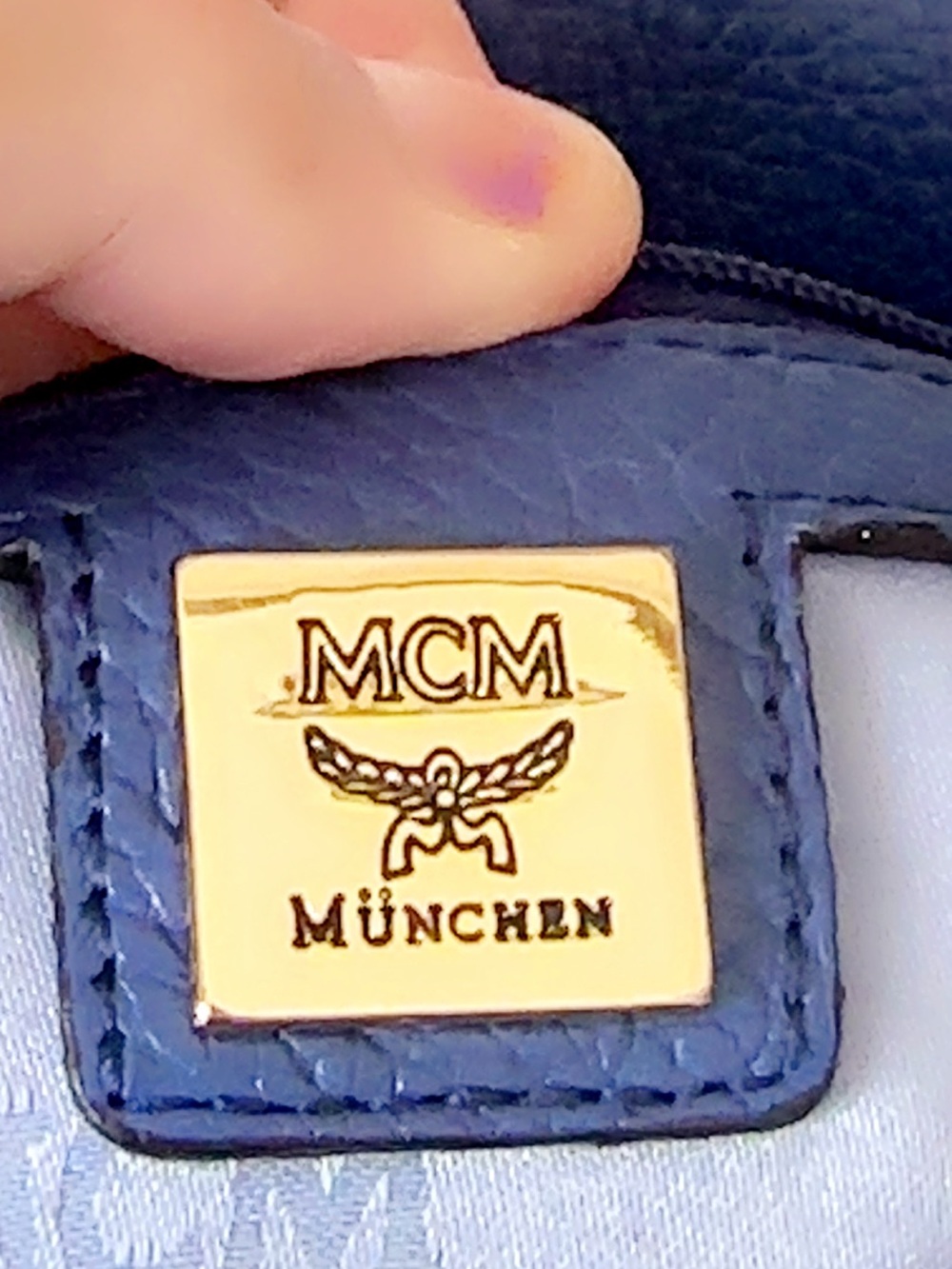 MCM Royal Blue Leather Bowling Bag with Gold Hardware - Picture 6 of 10